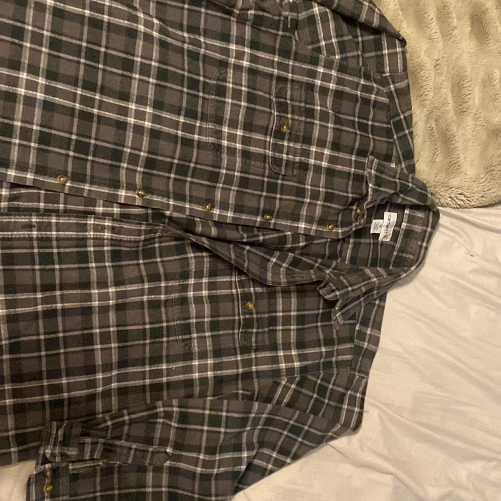 Carhartt Green and Gray Plaid Shirt Jacket